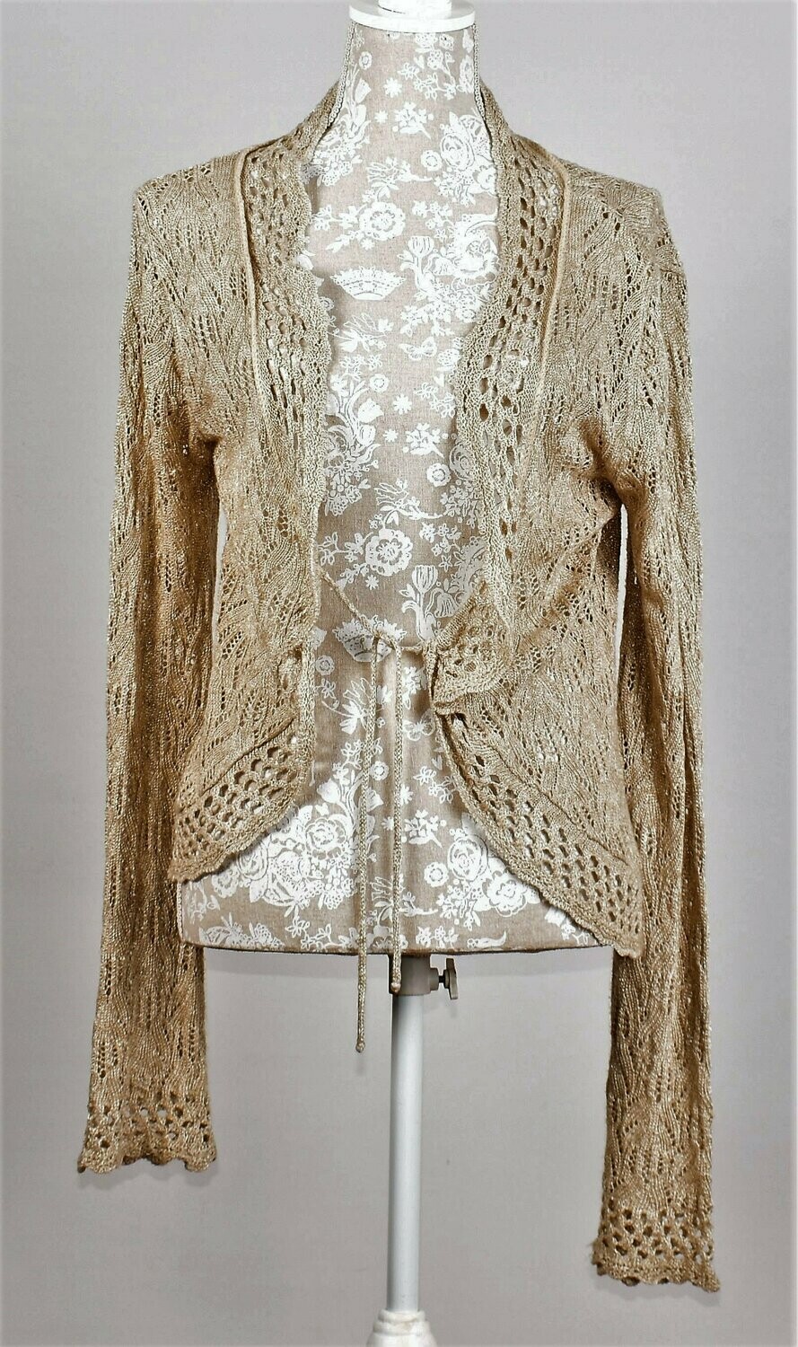 Gold & Beige Crocheted Style Cardigan by Per Una