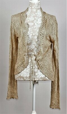 Gold & Beige Crocheted Style Cardigan by Per Una
