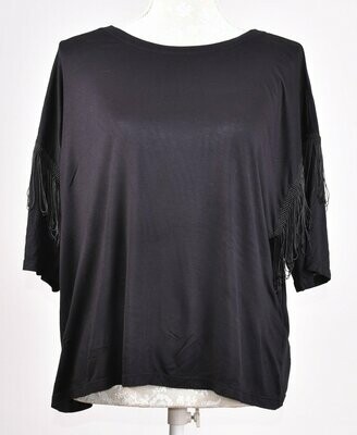 Black Short Tassel T-Shirt by New Look