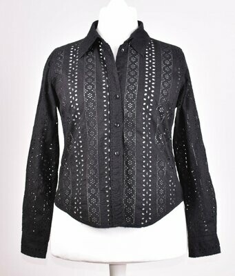 Black Broderie Anglaise Blouse by Papaya