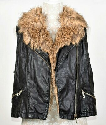 Faux Leather & Fur Gillet by River Island