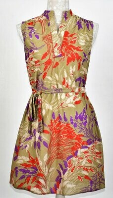 Green, Purple & Red Wheat Sheaf Pattern, Sleeveless Dress by Lucky Barbara