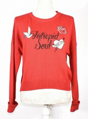 Red Jumper with Old Skool Tattoo Design by Stradivarius