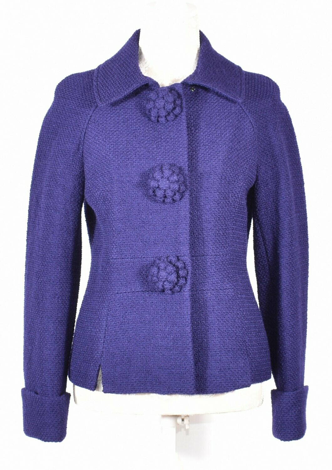 Purple Short Jacket with Large Flower Buttons by BODEN