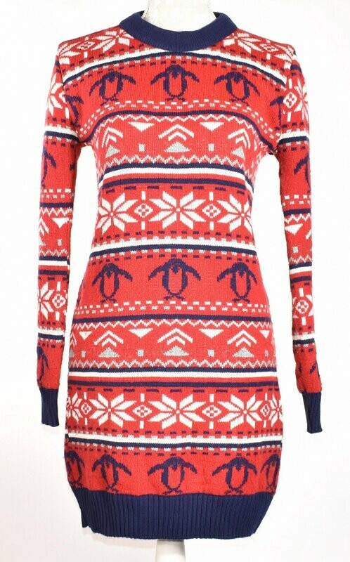 Red Xmas Patterned Vintage Jumper Dress by LOUCHE