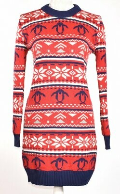 Red Xmas Patterned Vintage Jumper Dress by LOUCHE