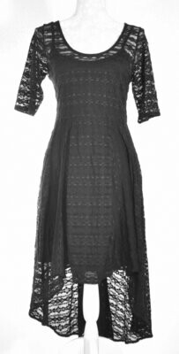 Black Lace Short Sleeved High Low Dress by RIVER ISLAND
