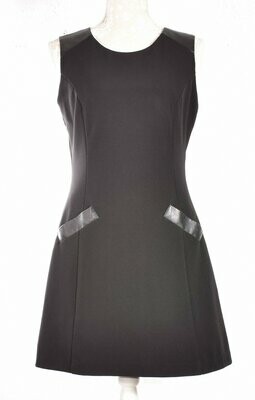 Black Tunic Dress with Slight Flare & Faux Leather Details by NEW LOOK