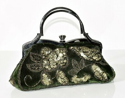Moss Green Velvet / Velour Sequinned Bag