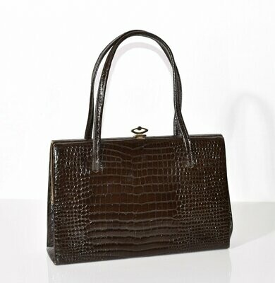 Vintage 1960's Brown Leather Kelly Handbag by EROS