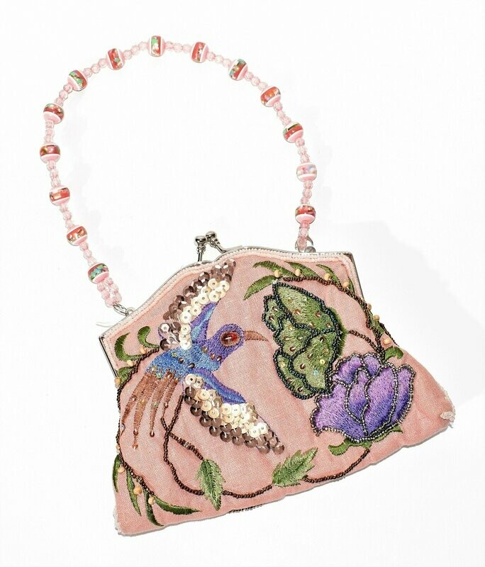 Pink Embroidered & Beaded Purse