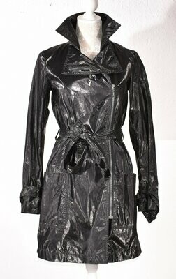 Black Shiny Belted Raincoat by COP.COPINE
