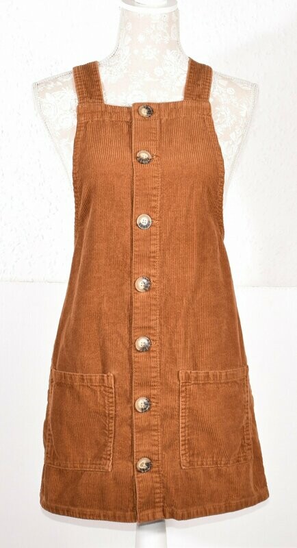 Tan Corduroy Pinafore Dress by DENIM & CO