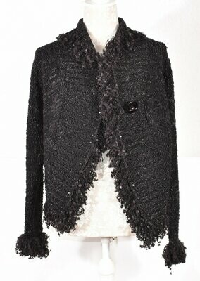 Black Fancy Knit Cardigan by ANNE MARIE