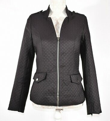 Black Quilted Style Short Jacket by Lamie De Paris