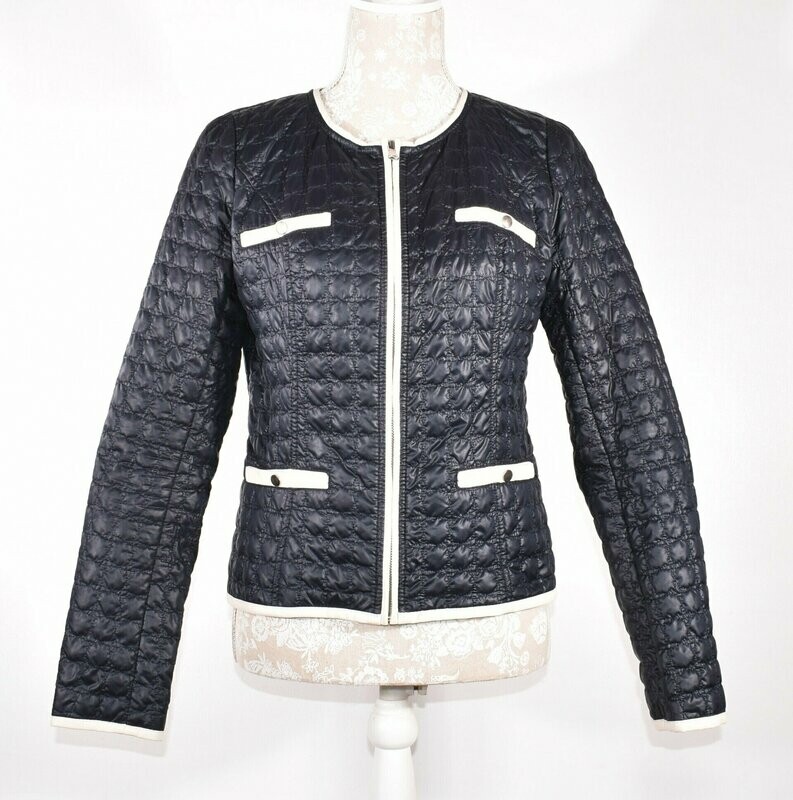 Navy Blue Short Quilted Jacket by Escandelle Paris