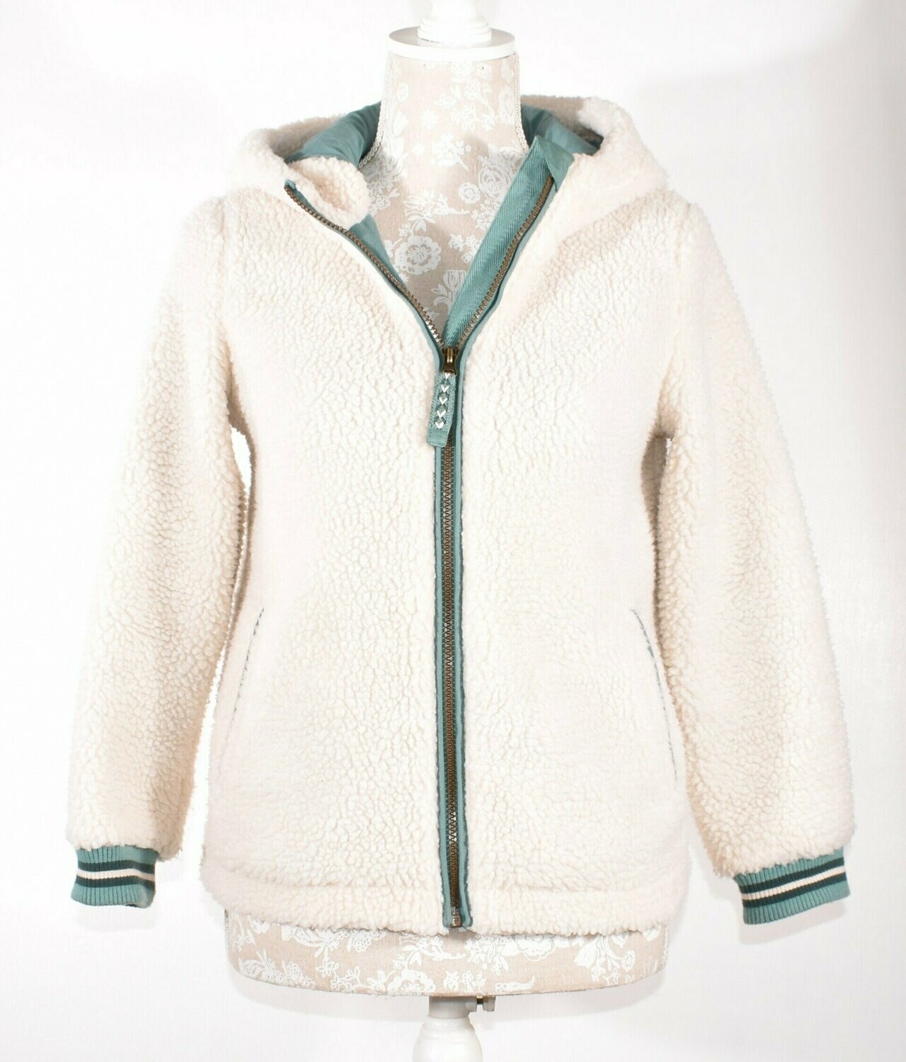 Cream Hooded Fleece Jacket by FAT FACE