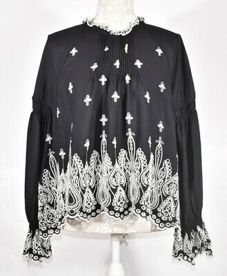 Black & Cream Broderie Anglaise Top by NEW LOOK