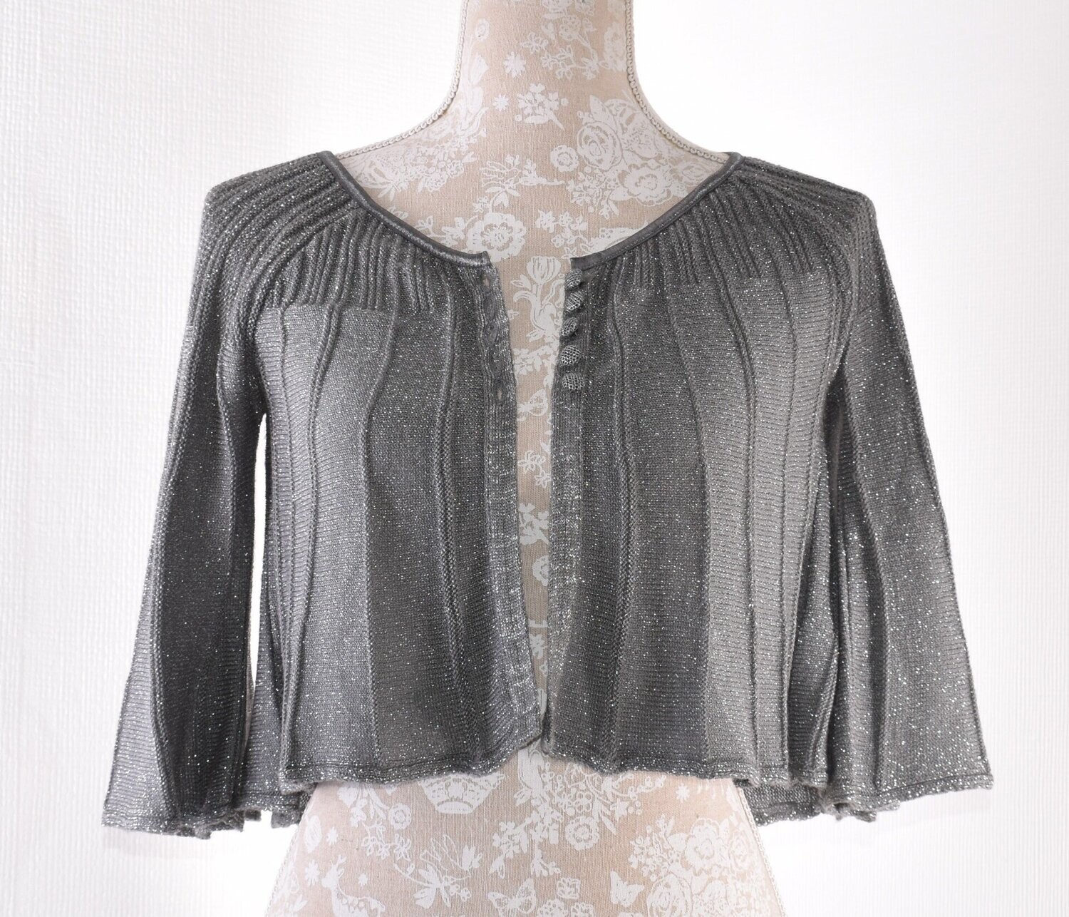 Gun Metal Grey & Silver Thread Shrug by Lipsy