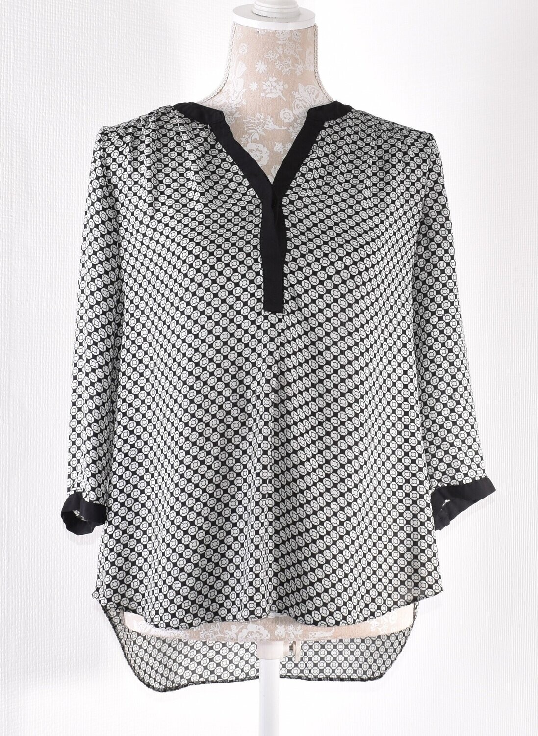 Black & White Geometric Pattern Tunic Blouse by Debenhams Petite Collection