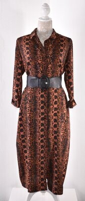 Rust Brown/Black Snakeskin Pattern Midi Shirt Dress by Primark