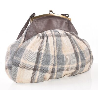 Vintage Brown/Beige/Grey Tweed Purse Handbag by PAST TIMES
