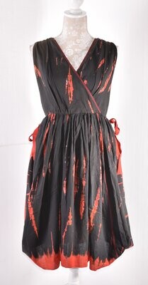 Vintage Red & Black Tie Dye Style Sleeveless Dress by NOMAD