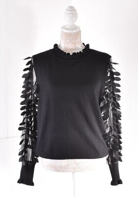 Goth Style Black Petal Sleeved Top by BLUE VANILLA