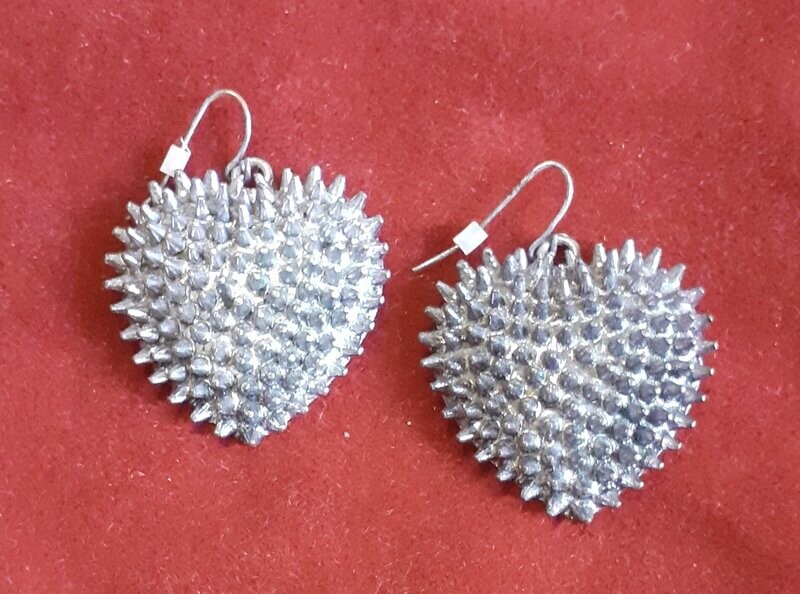 Vintage Spiked Heart Earrings by CLAIRE