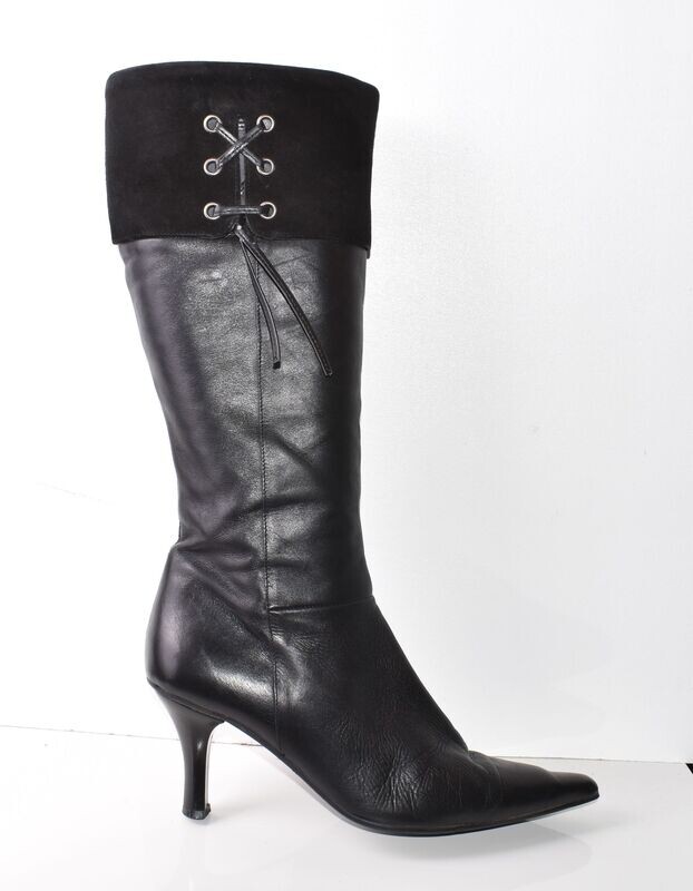Black Leather Stiletto Heel Calf Boots by CLARKS Black Leather Stiletto Heel Calf Boots by CLARKS