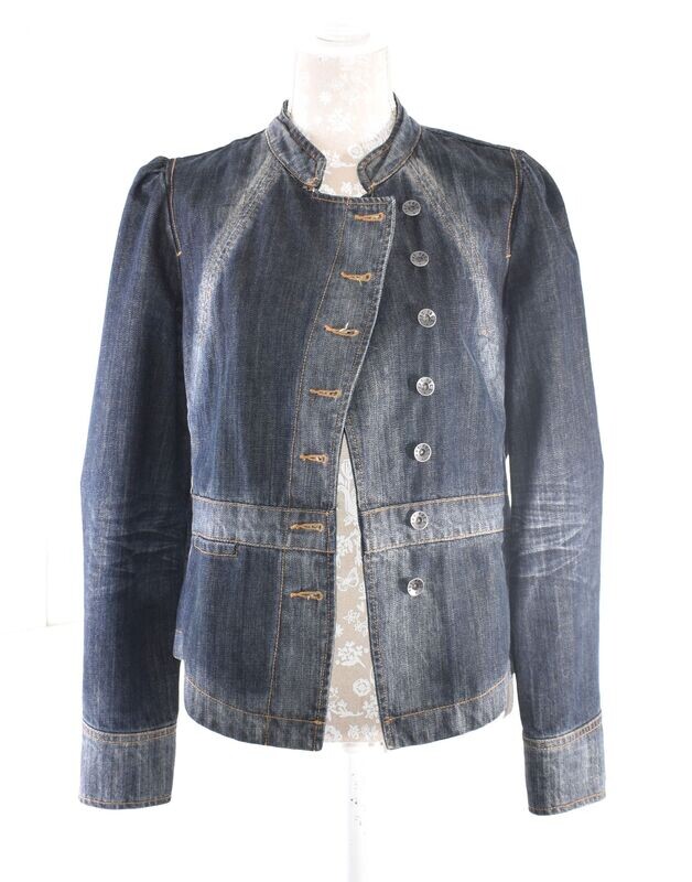 Dark Blue Military Style Stone Washed  Denim Jacket by FATFACE