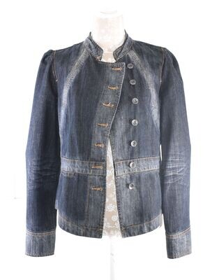 Dark Blue Military Style Stone Washed Denim Jacket by FATFACE