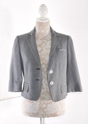 Retro Grey & Cream Striped Short Jacket by MARKS & SPENCER