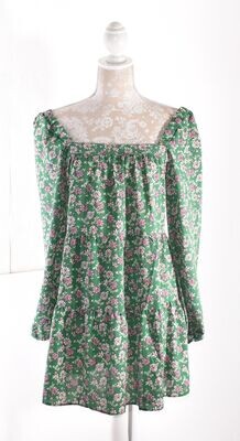 Retro Green & Pink Floral Pattern Smock Sleeve Dress by ASOS