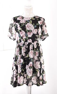 Retro Black Floral Patterned Tea Dress by NEW LOOK