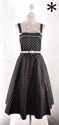 Vintage Black & White Polka Dot Full Circle Sun Dress by STOP STARING
