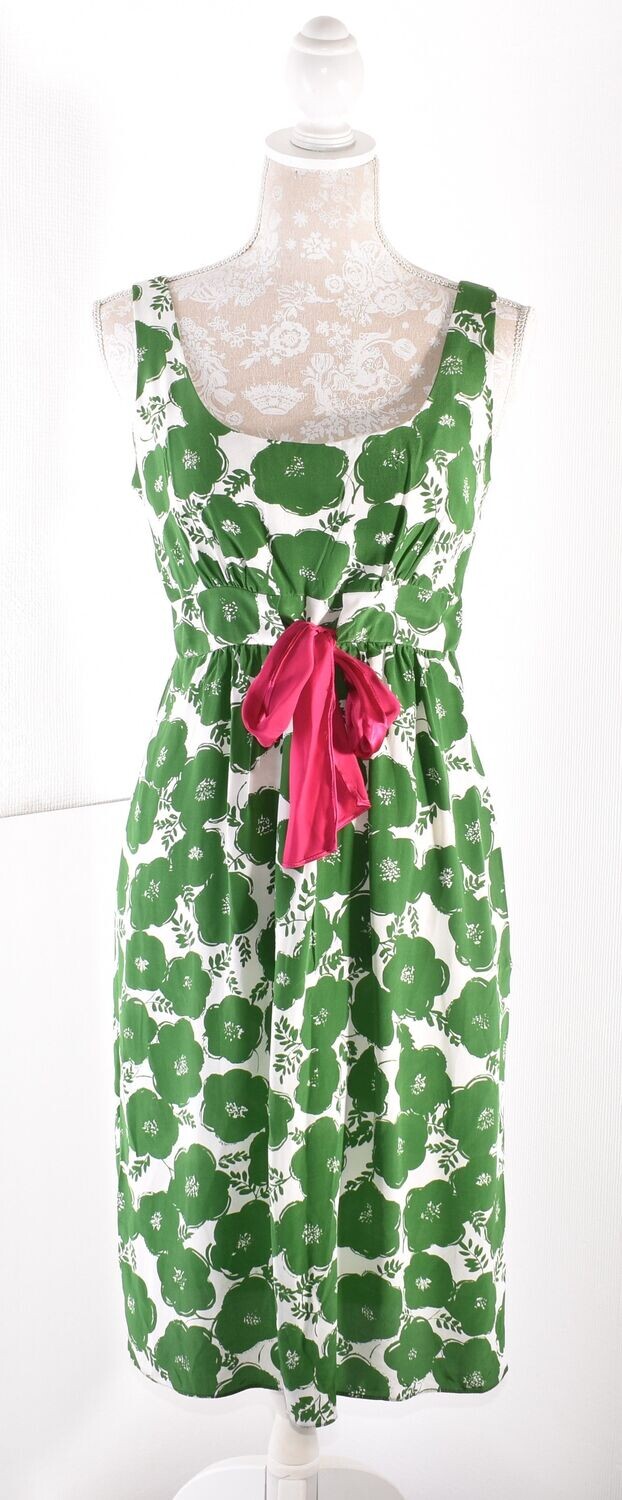 Pure Silk Green & White Floral Dress by NEXT