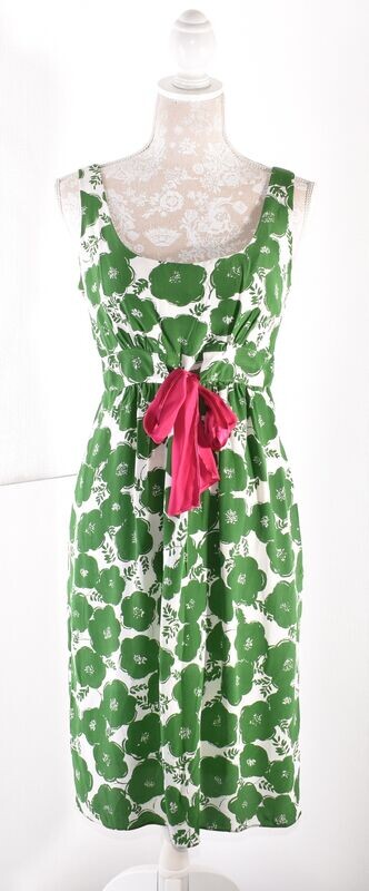 Pure Silk Green & White Floral Dress by NEXT