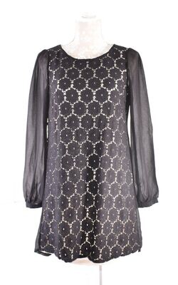Black & Cream Lace Long Sleeved Dress by ATMOSPHERE