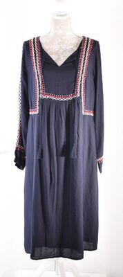 Long Navy Blue Embroidered Detail Dress by TU