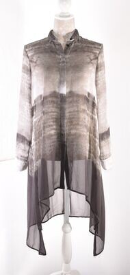 Long Grey & White TIe & Dye Sheer Shirt/Dress by H&M DIVIDED