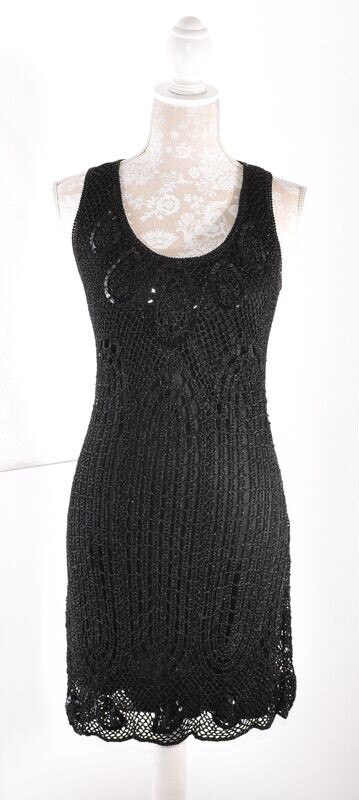 Black Crochet & Beaded  Sleeveless Dress by DEFINITION