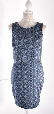 Retro Short Blue Patterned Sheath Dress by NEW LOOK