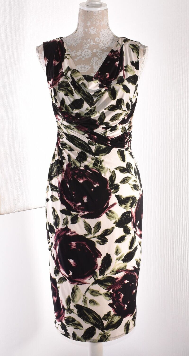 Retro Cream & Purple  Floral  Sleeveless Wiggle Dress by PHASE 8