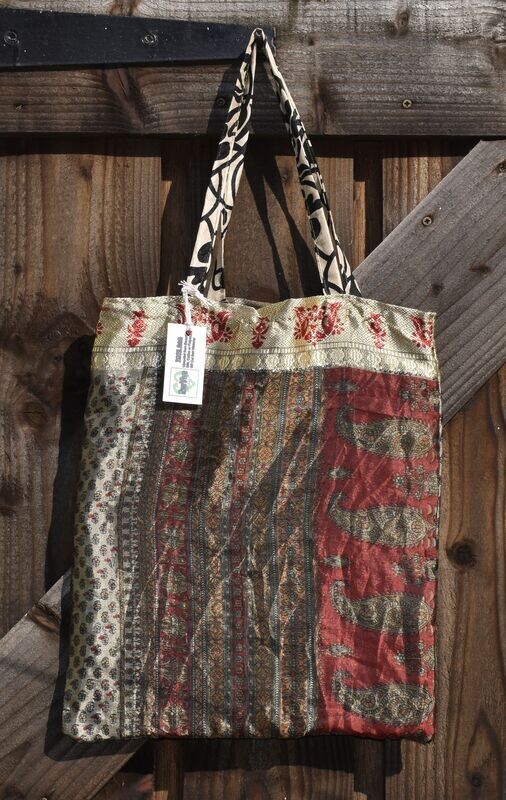Upcycled Sari Material Tote Bag by REEVIVE Upcycled Sari Material Tote Bag by REEVIVE