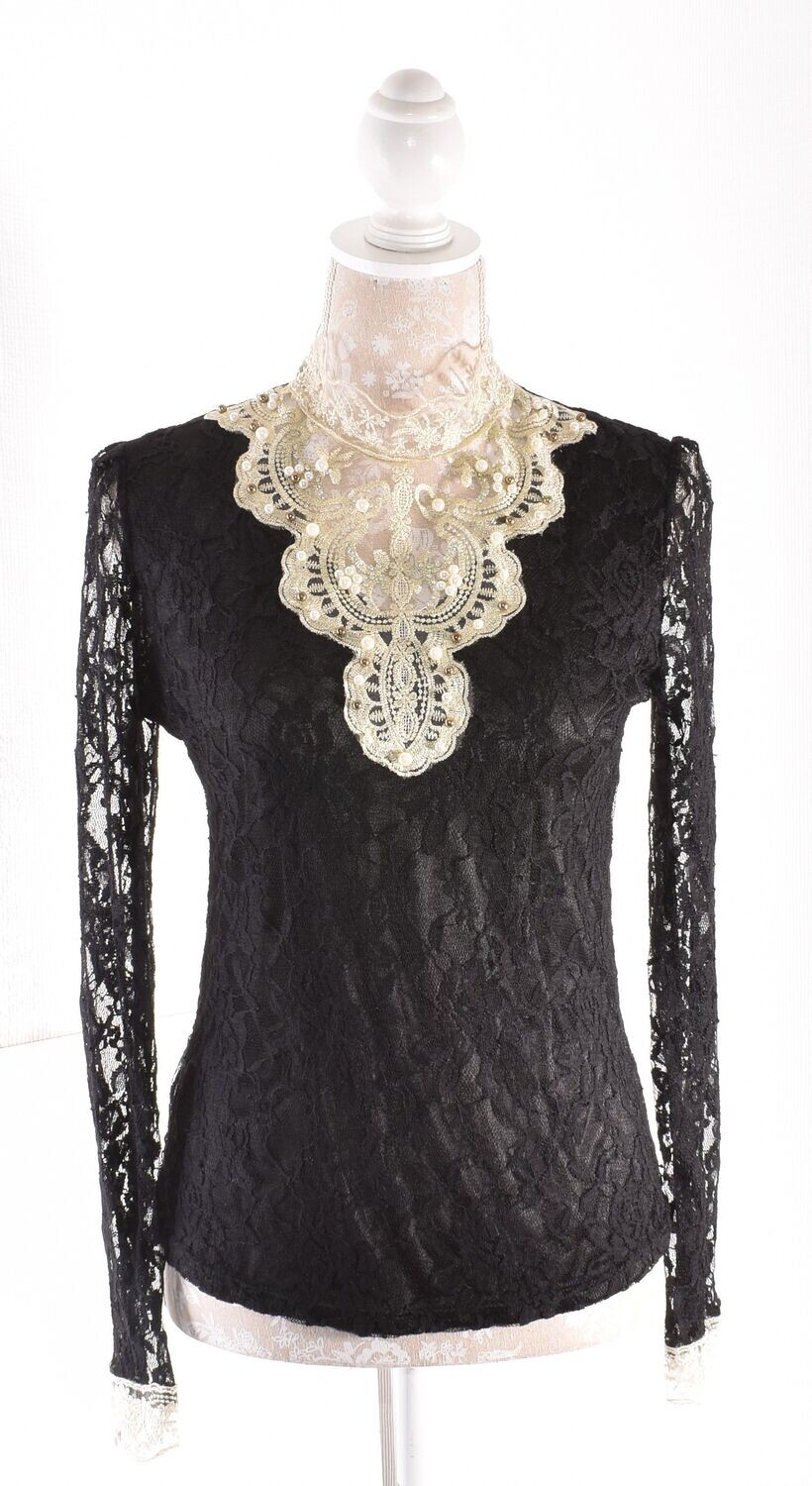 Vintage Style Ornate Collar Lace Blouse by LANYIZIKOU