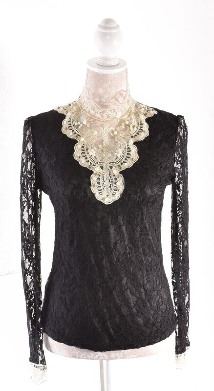 Vintage Style Ornate Collar Lace Blouse by LANYIZIKOU