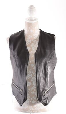 Vintage Black Leather Waistcoat