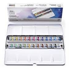 Cotman set bolsillo 24+pincel caja metalica