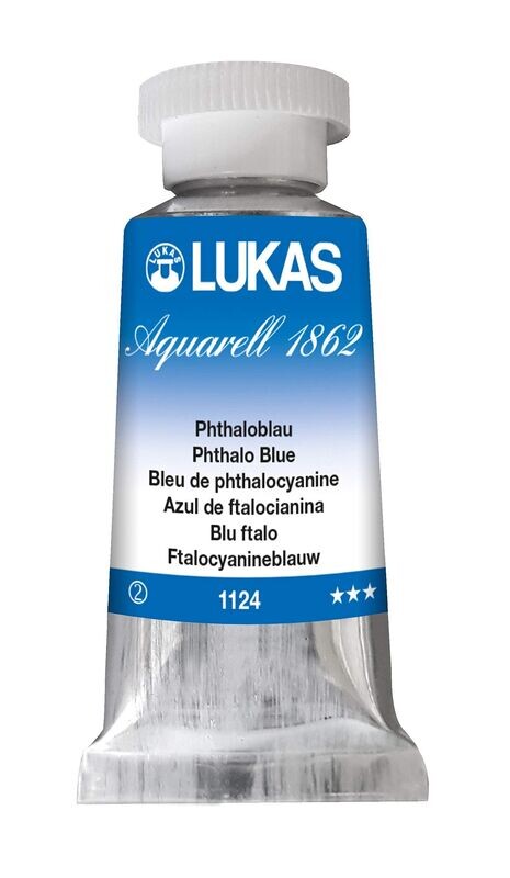 Tubo Acuarela Lukas 1862 24ml S2 #1124 Azul Ftalocianina